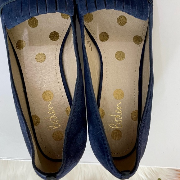 Boden Victoria Block Heel Kiltie Blue Suede Loafers/Pumps, EUC - Picture 8 of 15